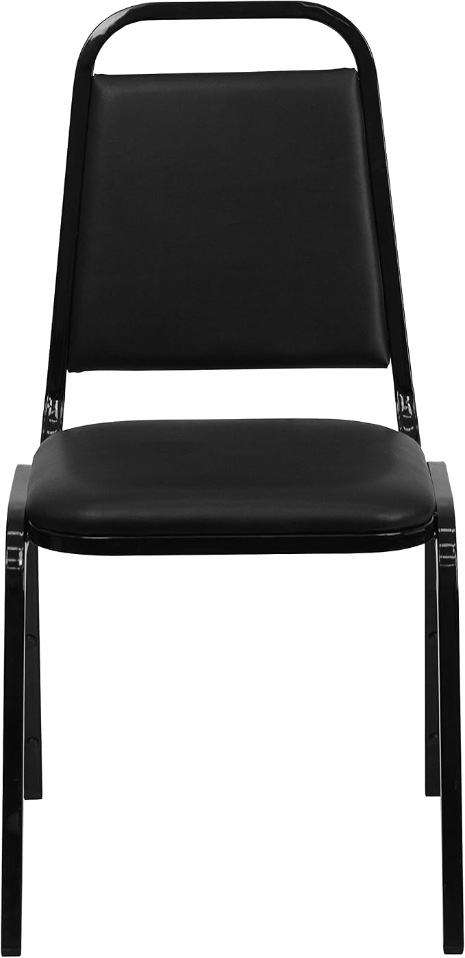 Flash Furniture Hercules Series Trapezoidal Vinyl Banquet and Event Chair, Commercial Event Chair with Padded Seat and Back, Black