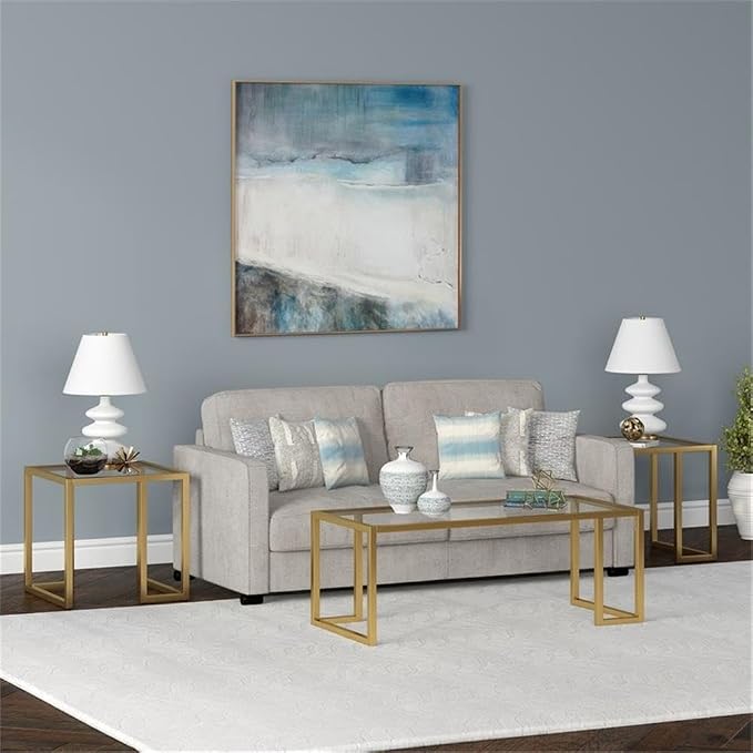 Henn&Hart 45" Wide Rectangular Coffee Table in Brass, for Home, Living Room, Bedroom, Entertainment Room, Office