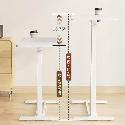 FLEXISPOT Mobile Standing Desk with Wheels Pneumatic Laptop Desk Rolling Computer Cart Movable Height Adjustable Small Sit Stand Desk Computer Workstations Home Use（27.6" W x 15.7" D,White）