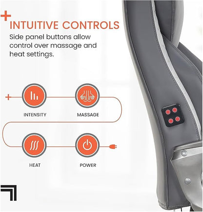 Sharper Image S-600 Active Lumbar Heated Ergonomic Bonded Leather Swivel Executive Massage Chair, Gray (60098-GRY)