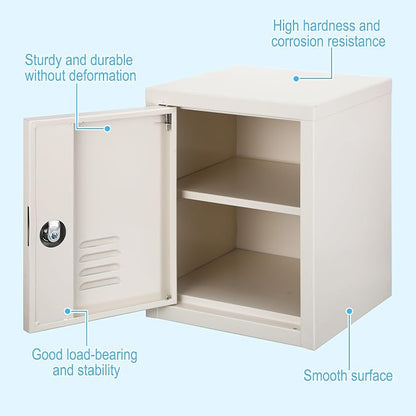 Suzile Lockable Storage Cabinet Metal Lockable Steel Storage Cabinet Organizer Lockers for Employees Vertical Metal Cabinets End Side Table Steel Bedside with Shelf(White)