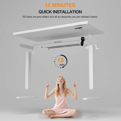 Acrolix Electric Standing Desk, Height Adjustable Home Office Desk with Memory Presets & Cable Management,White Sit Stand Desk for Work from Home, Ergonomic Computer Desk (40" x 24")