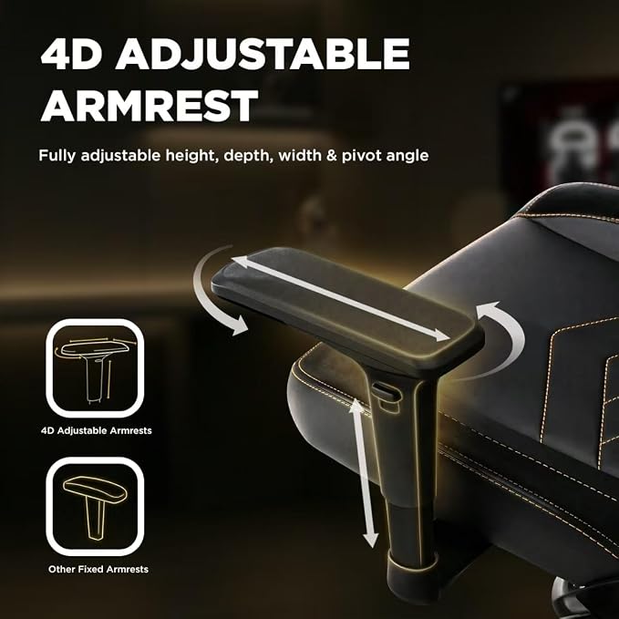 TTRACING Maxx Ergonomic Gaming Chair with 440 lbs Capacity | PU faux leather and velour seat for PC desk setup. Features stable aluminum base, 4D armrests, and 155° recline.