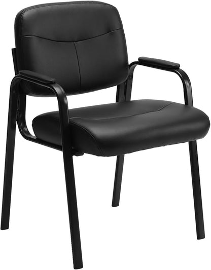 OLIXIS Office Waiting Room Chairs Set of 2, Leather Desk Reception Guest Stationary Side Chair with Padded Arms for Home Conference Meeting Lobby Area Medical Clinic Church