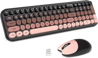 MOFII Wireless Keyboard and Mouse Combo, Full Size 2.4G Retro Round Computer Keyboard and Mouse Set, Plug and Play, for Windows, Computer, Desktop, PC, Notebook - (Lovely BlackBerry Gradient)