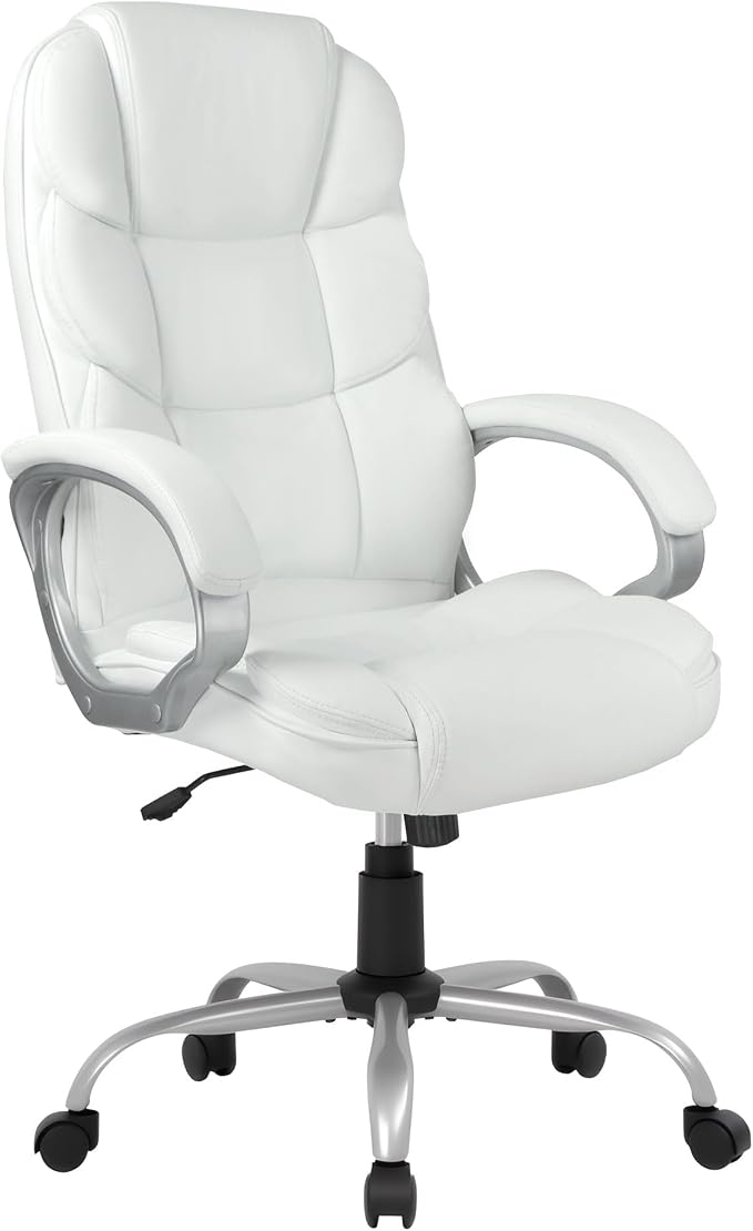 FDW Office Chair Computer High Back Adjustable Ergonomic Desk Chair Executive PU Leather Swivel Task Chair with Armrests Lumbar Support (Beige)
