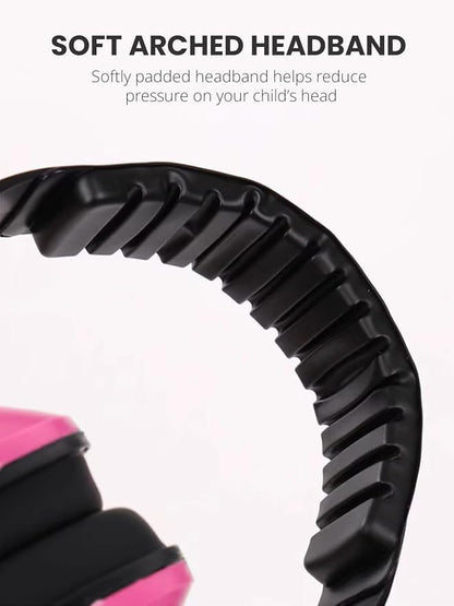 Small Size Hearing Protection Ear Muffs, Adjustable Noise Reduction Headphones for Study, Sleeping, and Travel, Pink