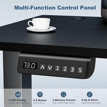 DUMOS 55 Inch Electric Standing Desk Height Adjustable, Sit to Stand Computer Workstations Large Work PC Table Home Office Writing Gaming Desks with Memory Presets for Walking Pad, Bedroom, Black