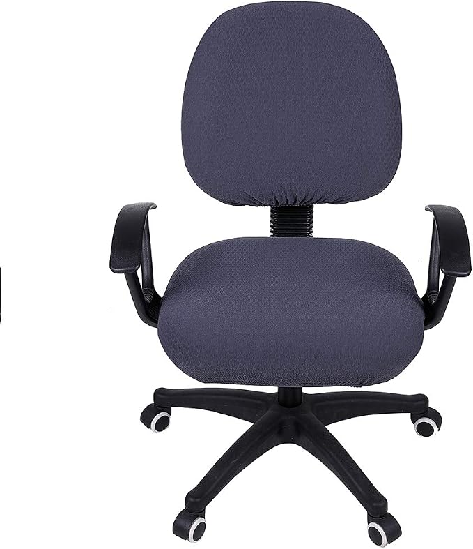 Smiry Stretch Jacquard Office Computer Chair Covers, Removable Washable Universal Desk Rotating Chair Slipcovers Protector, Seat + Backrest Cover, Dark Grey