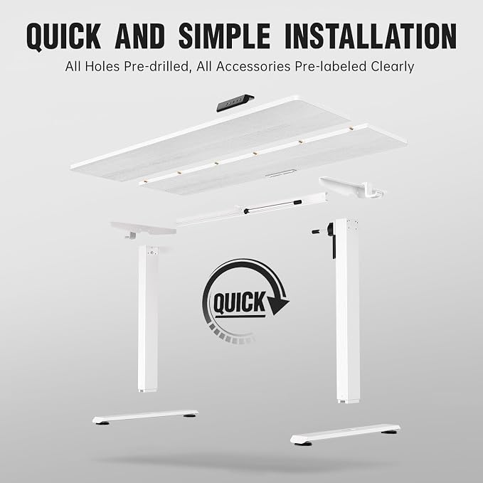 Veken 63x23.6 Inch Large Electric Standing Desk, Heights Adjustable,Sit to Stand Up, Work Home Office Computer Table for Walking Pad, Wooden Desktop Desks, White