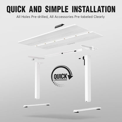 Veken 63x23.6 Inch Large Electric Standing Desk, Heights Adjustable,Sit to Stand Up, Work Home Office Computer Table for Walking Pad, Wooden Desktop Desks, White