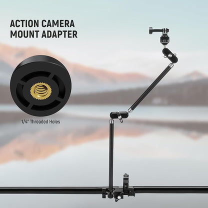 NEEWER 30" Articulating Magic Arm with Desk Super Clamp/Action Cam Mount/Phone Holder, Overhead Camera Mic Boom Stand, Compatible with GoPro iPhone DSLR Webcam Microphone Video Recording, UA056