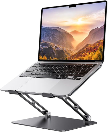 Orlian Foldable Aluminum Laptop Stand Up to 17.3" Laptops, Height Adjustable Portable Ergonomic Computer Holder, Space Saving Desk with Heat Dissipation. Compatible with MacBook/Dell/HP etc, Black