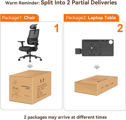 Newtral Ergonomic Office Chair with Adaptive Lumbar Support- High Back Desk Chair with Adjustable Headrest, 3D Armrest, Adjustable Seat Depth & Height, Home Office