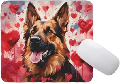 German Shepherd Mouse Pad Dog with Red Hearts Pattern Non-Slip Rubber Mouse Pad Puppy in Love Mouse Pad for Home Office Work Desk Computer Desktop Laptop for Dog Lovers