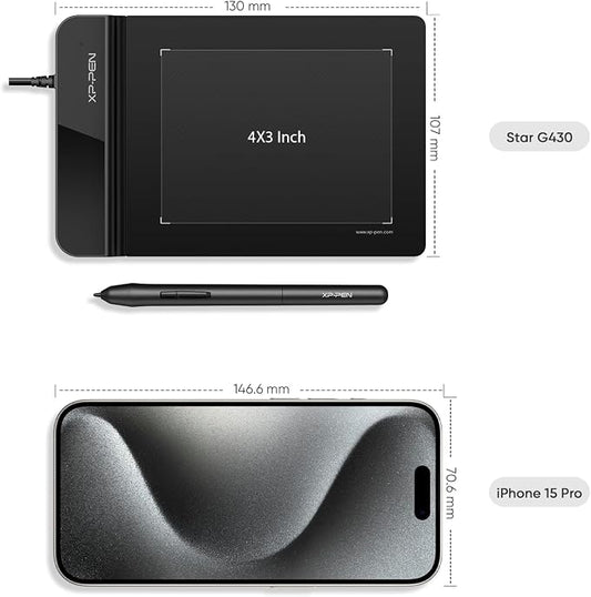 Drawing Tablet XPPen G430S OSU, Graphic Drawing Tablet with 8192 Levels Pressure Battery-Free Stylus, 4 x 3 inch Ultrathin, for OSU Game, Online Teaching Compatible with Window/Mac Black