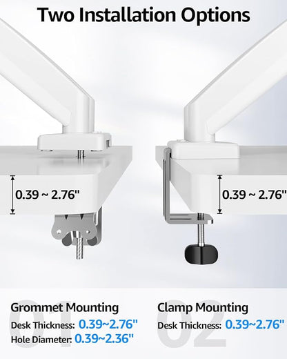 Dual Monitor Stand fits up to 32 inch, 4.4-19.8 lbs Computer Screens, Dual Monitor Desk Mount Height Adjustable, Monitor Arms for 2 Monitors, Home Office VESA Mounts, Freelift White