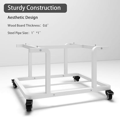 Natwind 2 Tier Laser Printer Stand,24''x20''x15'' Large Printer Table Copier Stand Under Desk,Heavy Duty Rolling Cart with Paper Storage Shelf,Printer Holder on Wheels for Home Office (White)