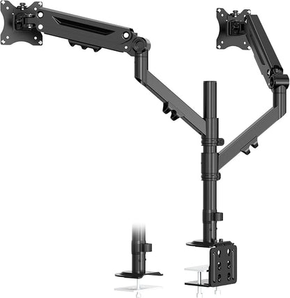 Dual Monitor Mount for 17 to 40 inches, Holds up to 26.4 lbs, Monitor Desk Arms for 2 Monitors Vertical/Parallel Placement, with Clamp/Grommet Base, VESA Mount 75/100 mm
