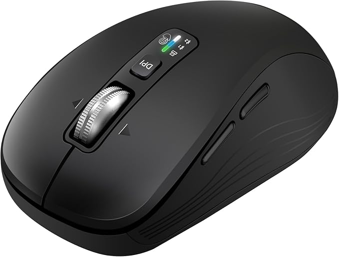 Wireless Bluetooth Mouse, 3-Device Multi-Mode (USB + 2 Bluetooth), 4-Way Metal Scroll Wheel, Adjustable DPI, Silent Click, Long Battery Life, Ergonomic Mouse for Laptop, PC, Mac, iPad (Black, 9)