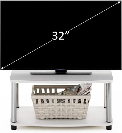 Furinno Turn-N-Tube Printer Stand with Storage, 2-Tier Printer Table, Under Desk Printer Stand, Toolless Assembly, for CPU, Office Supplies, Home Office, White Oak
