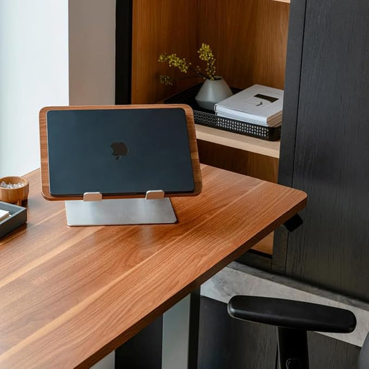 Branch Adjustable Laptop Stand - Portable Wooden Laptop Riser with Customizable Height & Angle - Foldable - Secure Silicon Grips for Home or Office - Walnut