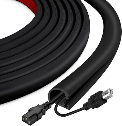 Silicone Cord Covers Wall Self-Adhesive Cord Covers for Wires on Wall Wire Hider Flexible Cable Hider with Side-Opening for Home Office TV Cable Management (0.59" W x 0.39" H x 240" L, Black)