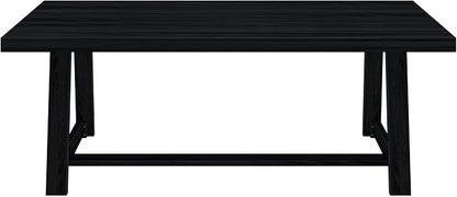Plank+Beam 84 Inch Farmhouse Dining Table, Solid Wood Rustic Kitchen Table, Large Wooden Rectangular Dinner Table for Dining Room, Home Office, Living Room Furniture, Easy Assembly, Black Wirebrush