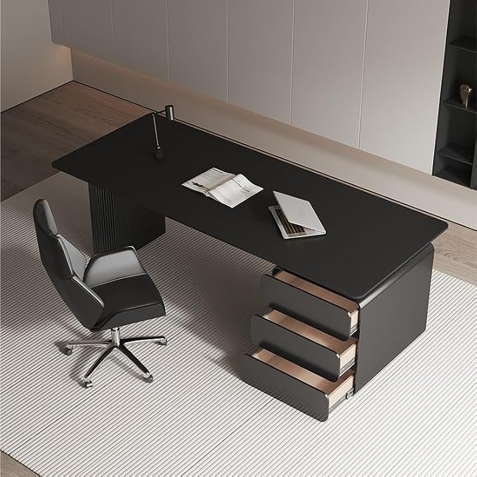 JITUIHOM Office Desk Slate Desk Minimalist Small Apartment Study Modern Light Luxury Boss Office Computer(160 * 80 * 75cm)