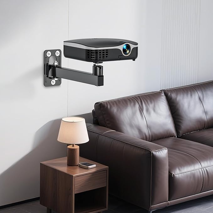 Projector Stand, Wall and Mini Ceiling Mount with 1/4-Inch Thread, 360-degree Rotation, Adjustable Tilt & Swivel, Foldable, Easy Setup Compatible with Most Projectors for Office, Home