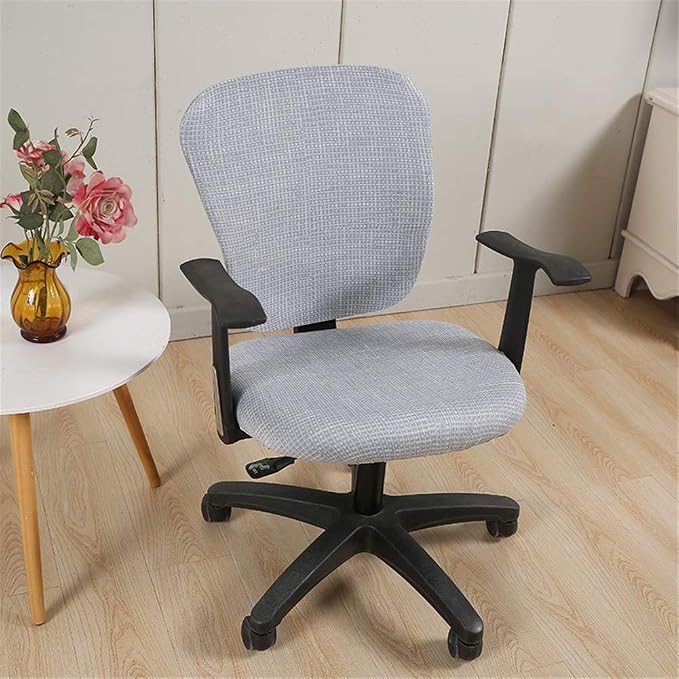 Jinzio Computer Office Chair Cover - Split Protective & Stretchable Cloth Polyester Universal Desk Task Chair Chair Covers Stretch Rotating Chair Slipcover, Light Grey