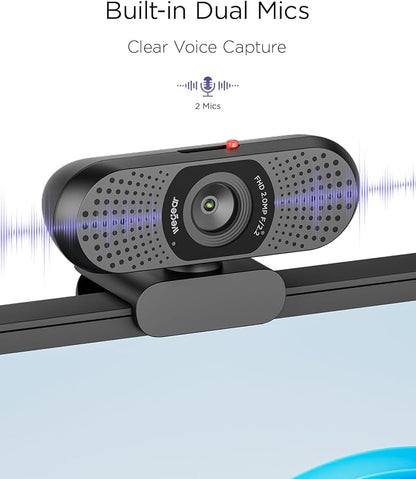wegear Full HD 1080p Webcam for PC, Laptop & Desktop, Built-in Dual Microphones, Privacy Cover, 85°FOV, Fixed Focus, Plug & Play USB-A Computer Camera for Zoom, Teams, FaceTime, Google Meet, Streaming