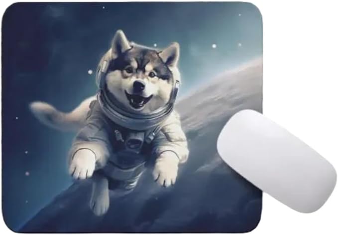 Mouse Pad Astronaut Dog in Space Mouse Pad Puppy floating in Space for Home Office Work Desk Computer Desktop Laptop for Dog Lovers (Alaskan Malamute)