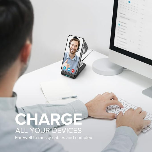 Wireless Charging Station, 3 in 1 Fast Wireless Charger Stand for Multiple Devices Apple Watch Ultra Series 11 10 9 8 7 6 SE 5 4 3 2, iPhone 17 16 15 14 13 12 11 Pro Max/Plus/Air/X/XS/XR/SE, Airpods