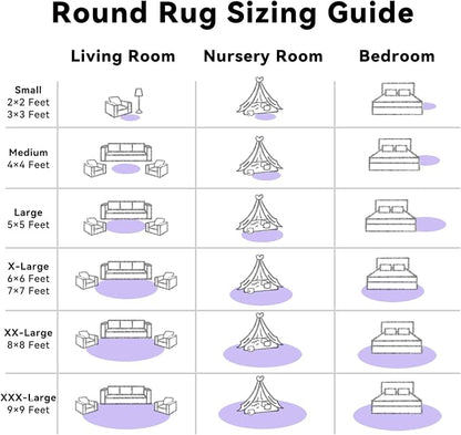 OLANLY Light Purple Round Rugs for Bedroom - Machine Washable, 8 ft Circle Area Rugs for Living Room, Soft and Fluffy Shaggy Carpet for Teen Girls and Boys, Nursery Rooms, Dorms, Home Decor Aesthetic