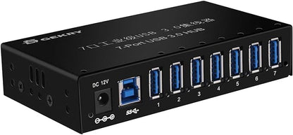 USB 3.0 Hub, USB Data Hub, Metal Case Mountable 7-Port Powered USB Hub 3.0 with 36W AC Adapter-Type A