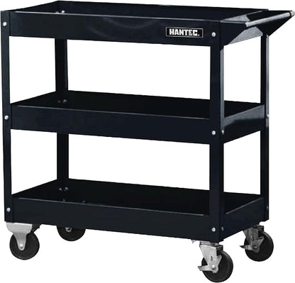 Hantec 3-Tier Rolling Mechanic Tool Cart – Heavy-Duty Steel Service Cart on Wheels with 360° Swivel Lockable Casters & Ergonomic Handle, 220 LBS Capacity, 31.9" L x 15" W x 30.7" H, Tool Organizer