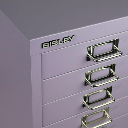 Bisley 10-Drawer Steel MultiDrawer Cabinet - Lilac | Chrome Pull Handles with Label Holders, Powder-Coated Steel, Removable Drawers, Fits Under Most Desks, Labels Included