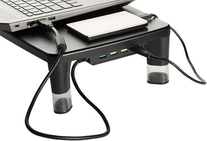 3M Adjustable Monitor Stand with 4-Port USB Hub, Black, Great for Computer Monitors, Laptops, TVs, Speakers, Printers and More