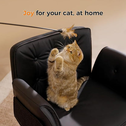 amseatec Criss Cross Chair with Natural Sisal Cat Scratch Pad, 5-Gear Adjustable Armrests, 360° Silent Casters,pet-Friendly Office, Gaming, Leisure, and Make up Vantiy Desk Chair(Black)