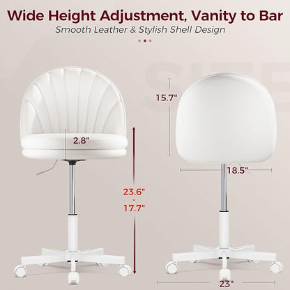 GTPLAYER Small Ergonomic Tall Office Chair, Computer Desk Chair with Wheels Versatile Height Use: Office to Bar Stools (or Standing Desk), Vanity Chair with Back PU Leather Shell Design for Gift