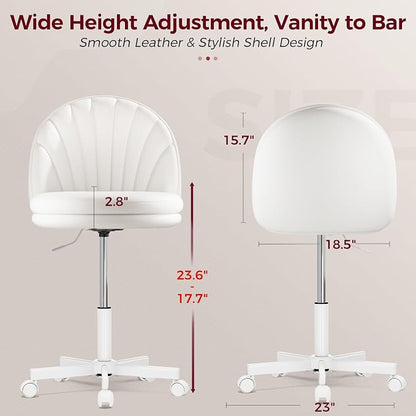COMHOMA Vanity Chair with PU Leather, Small Tall Armless Chair with Back, Cute Candy Chair for Girls Gift Living Room/Makeup Room/Bedroom/Kitchen (Height Use: Adjustable from Desk to Bar Height)
