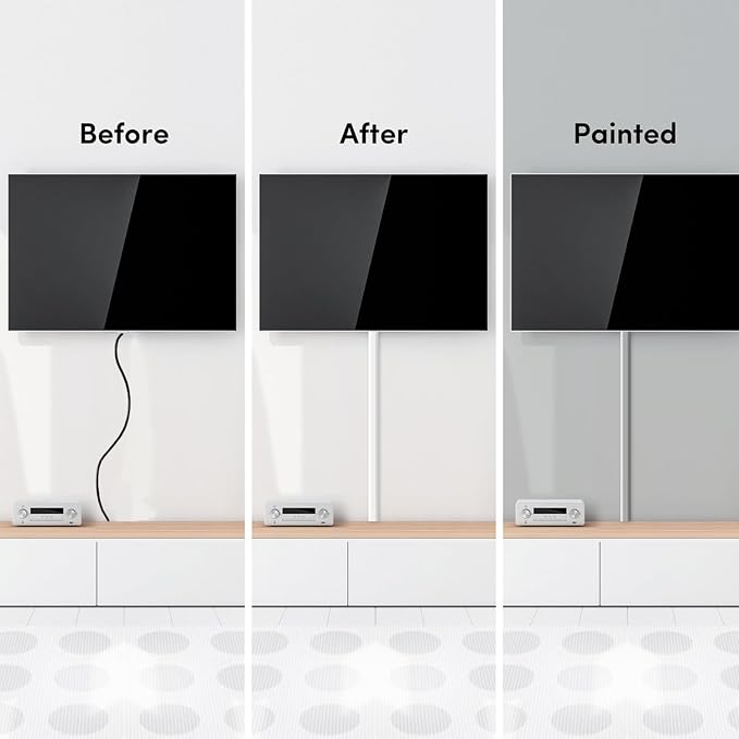 EVEO Cable Hider - One Cord Hider 300” Cord Cover Wall Cable Hider, Cable Concealer, Wire Hiders for TV on Wall. Cable Management, Cord Hider Cable Raceway Wire Covers for Cords (White, Small)