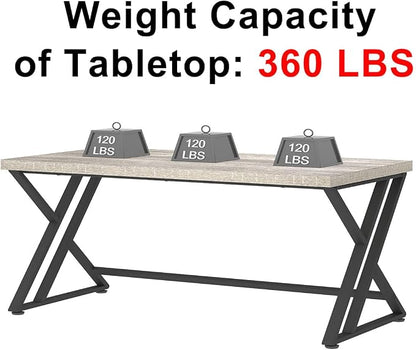 LVB 60 Inch Modern Grey Wood Metal Computer Desk, Home Office Executive Desk for Bedroom Gaming Study Writing Work, Industrial Simple Student PC Table with Storage