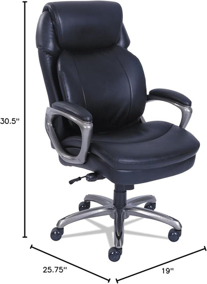SertaPedic Cosset High-Back Executive Chair, Supports Up to 275 Lb, 18.75" to 21.75" Seat Height, Black Seat/Back, Slate Base