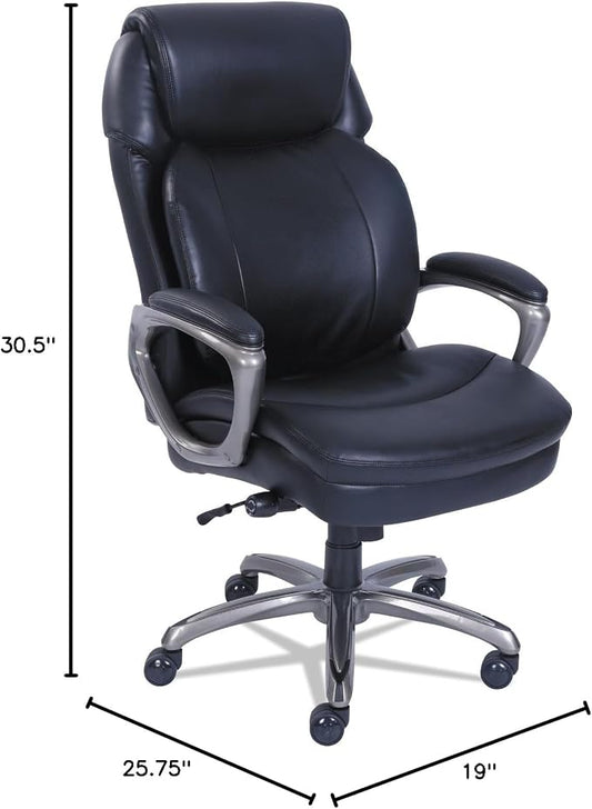 SertaPedic Cosset High-Back Executive Chair, Supports Up to 275 Lb, 18.75" to 21.75" Seat Height, Black Seat/Back, Slate Base