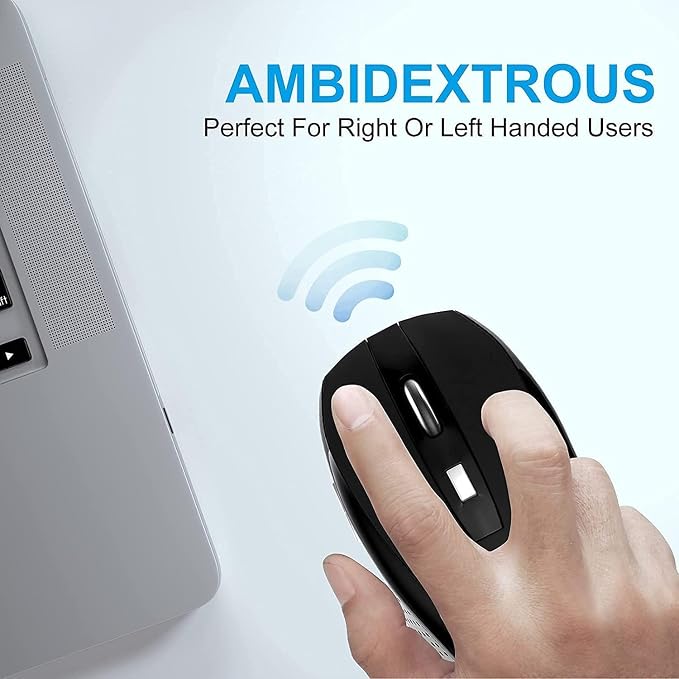 Guiheng Wireless Mouse, 2.4Ghz Wireless Computer Mouse 1200,6 Buttons with Nano Receiver for Laptop,PC,Chromebook,Computer,Notebook,Office (Battery not Included, Black)