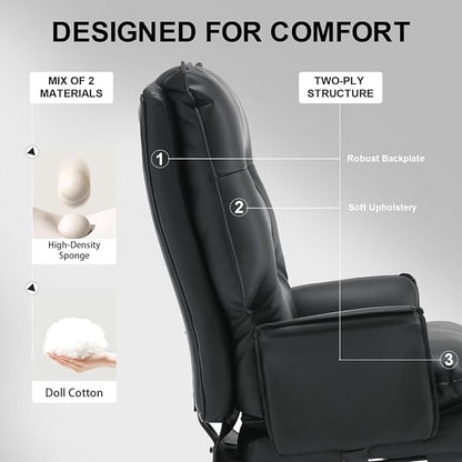 Big and Tall Office Chair with Footrest, 500Lbs Heavy Duty Executive Office Chair with Wide Seat,Ergonomic High Back Computer Chairs for Heavy People,Home Office Desk Chair,Black