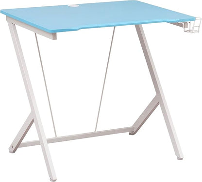 32" W Small Gaming Desk with Cup and Headphone or Backpack Holder, Kids Desk for Bedroom and Cable Management, Blue