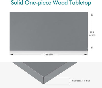 Kaboon Universal Tabletop 55x27.5 in Silver Grey, Melamine Table Tops One-Piece Sit Stand Desk Top, Home and Commercial use